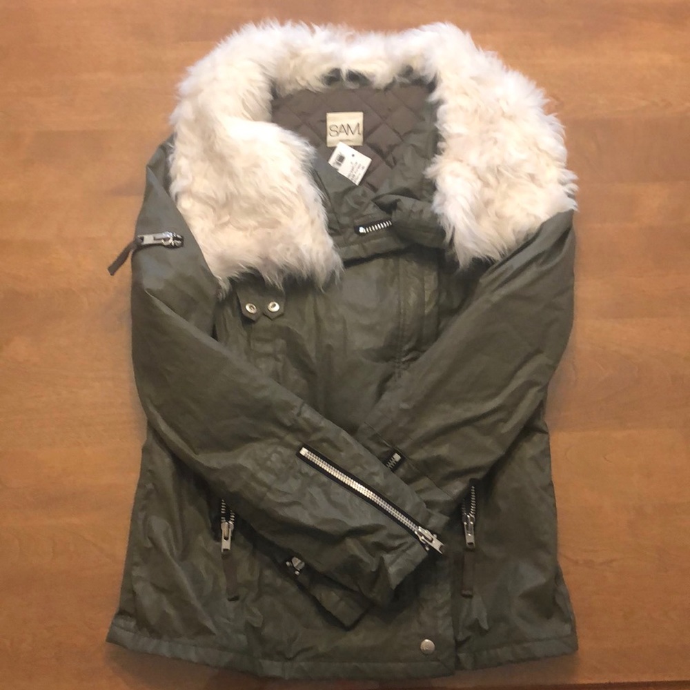 NWT SAM Chelsea Biker mid length jacket.